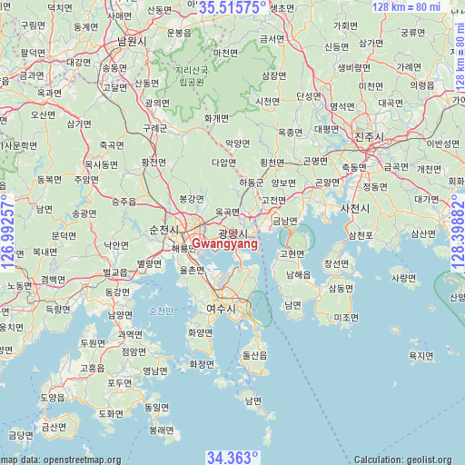 Gwangyang on map