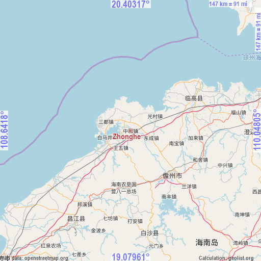 Zhonghe on map