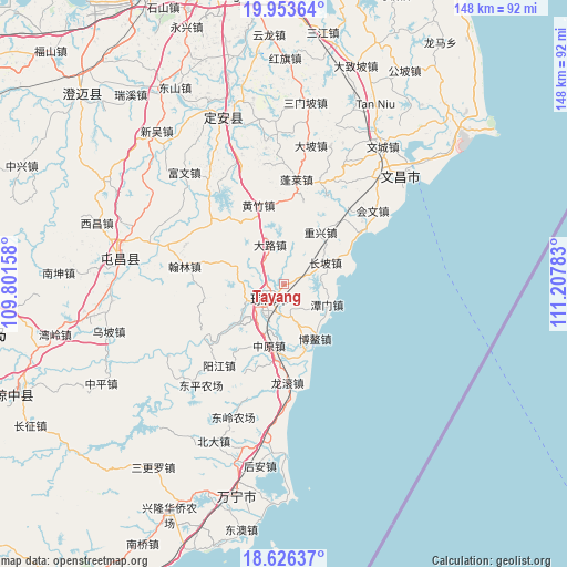 Tayang on map