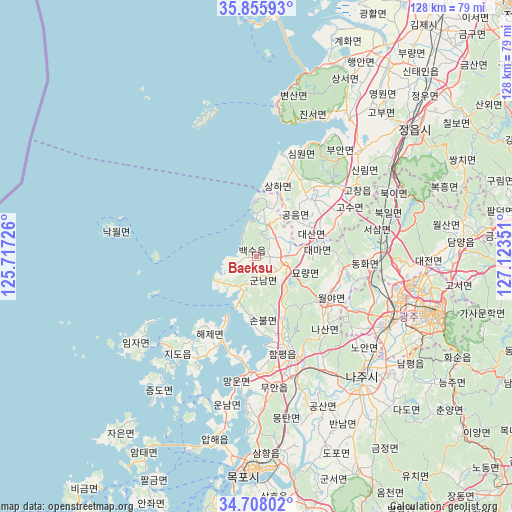 Baeksu on map