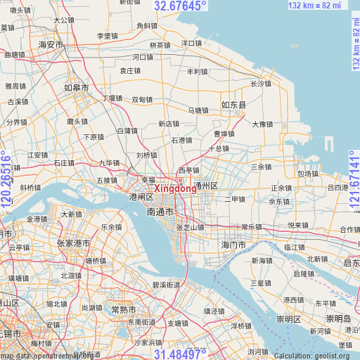 Xingdong on map