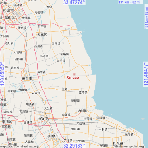 Xincao on map