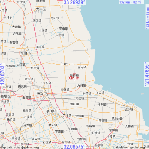 Xinjie on map