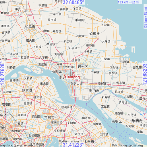 Xianfeng on map