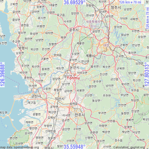 Yŏnmu on map