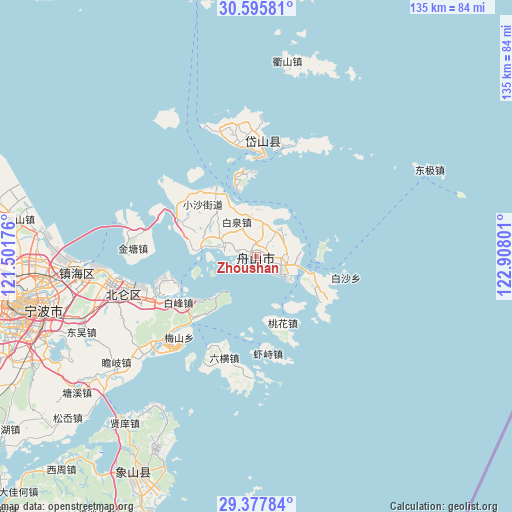 Zhoushan on map