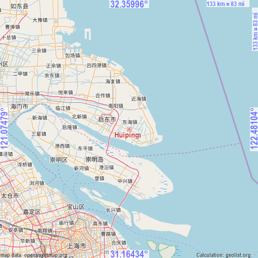 Huiping on map