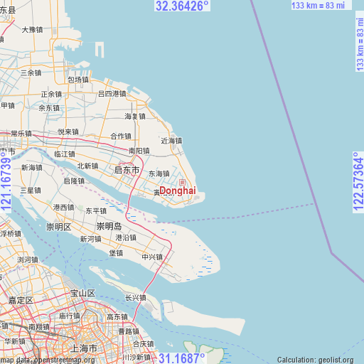 Donghai on map
