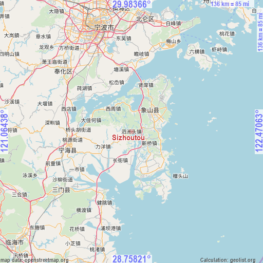 Sizhoutou on map