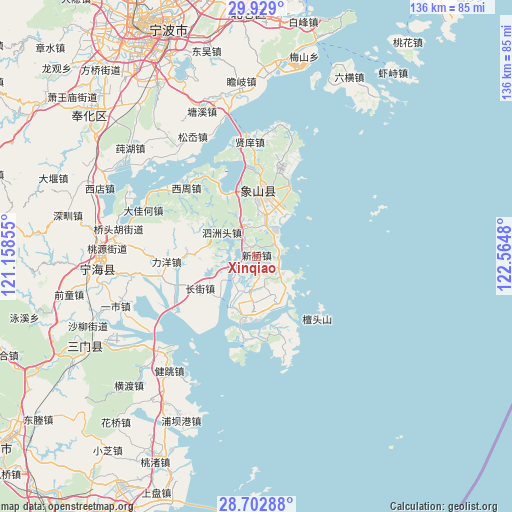 Xinqiao on map