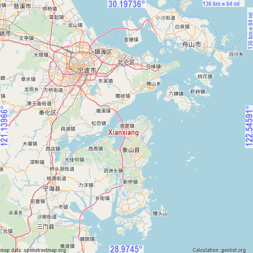 Xianxiang on map