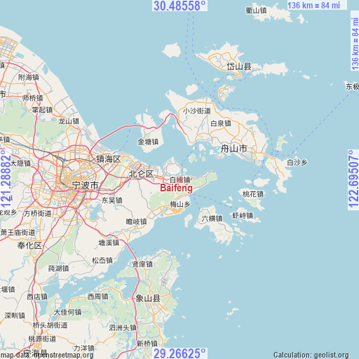 Baifeng on map