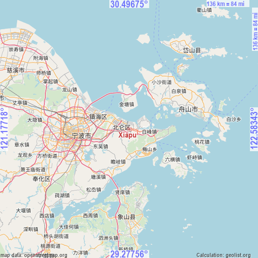 Xiapu on map