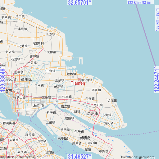 Tianfen on map