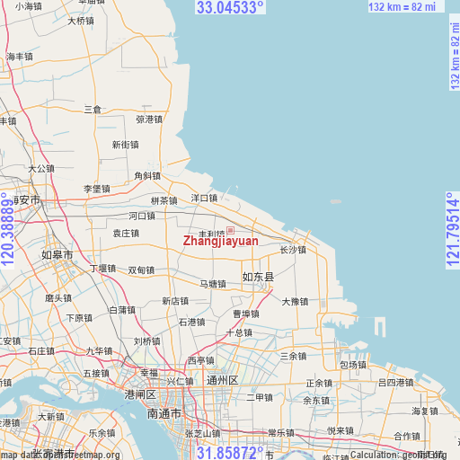Zhangjiayuan on map