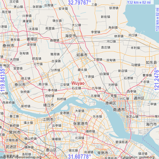 Wuyao on map