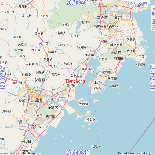 Tiancheng on map