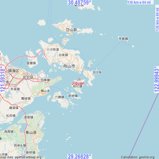 Jiguan on map