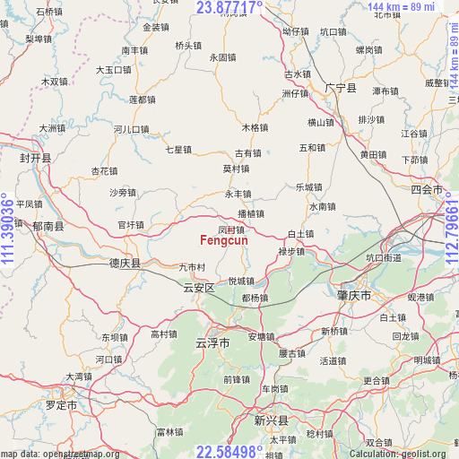 Fengcun on map