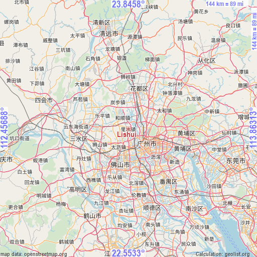 Lishui on map