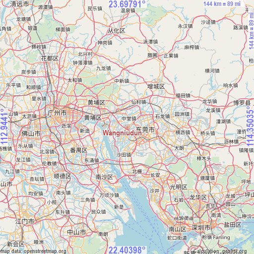 Wangniudun on map