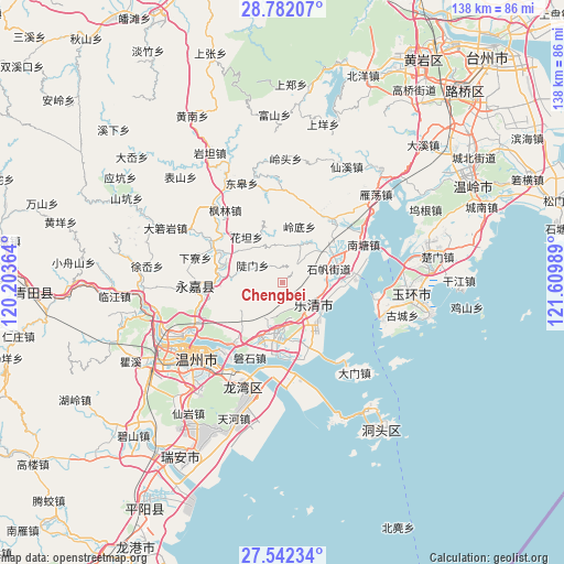 Chengbei on map