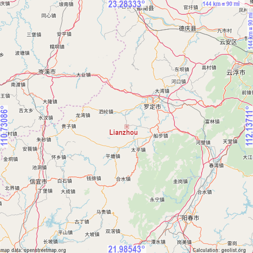 Lianzhou on map