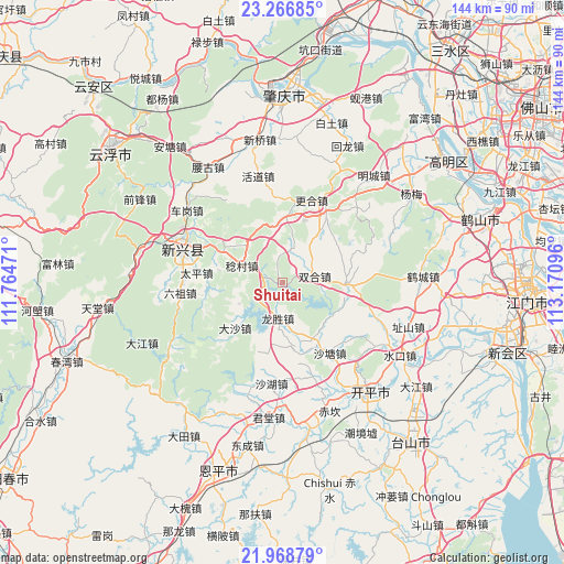 Shuitai on map