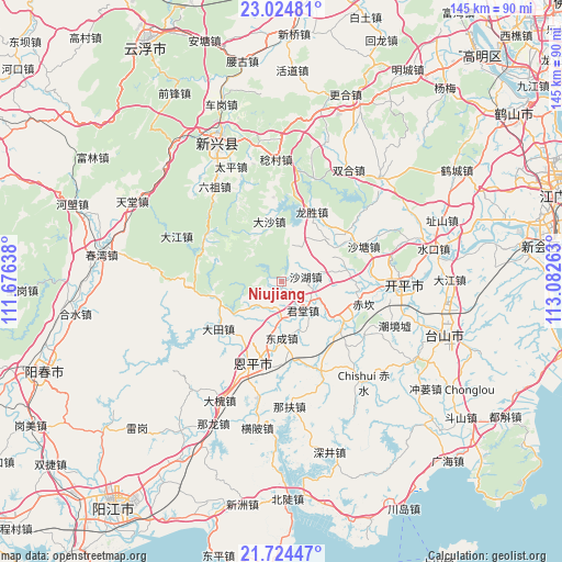 Niujiang on map