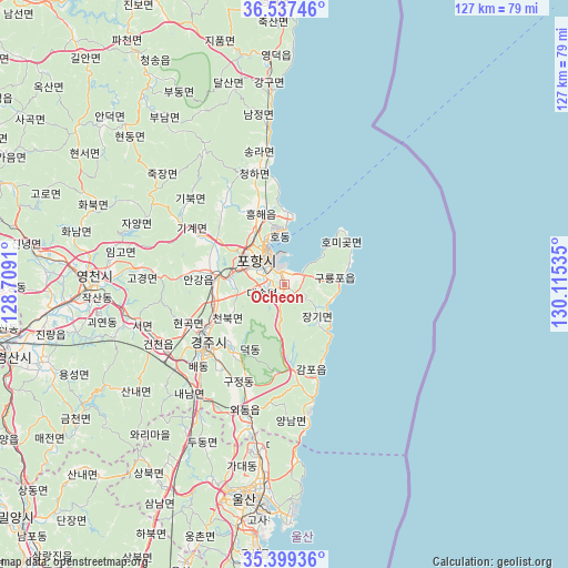 Ocheon on map
