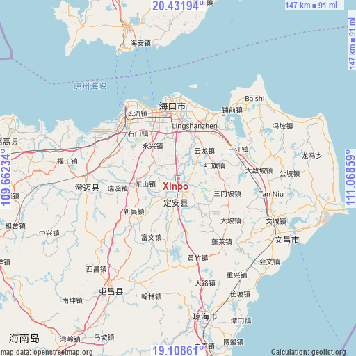 Xinpo on map