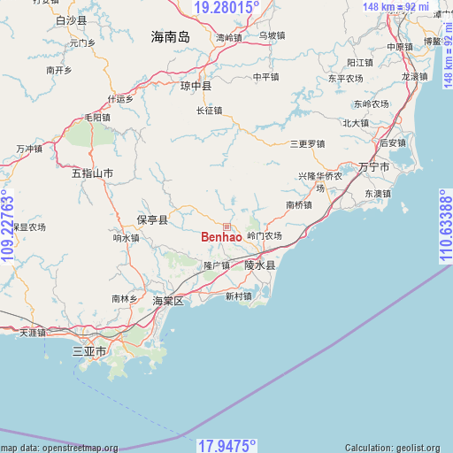 Benhao on map