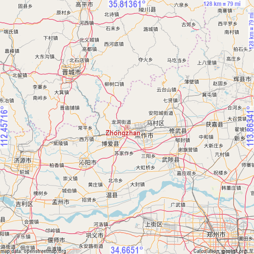Zhongzhan on map