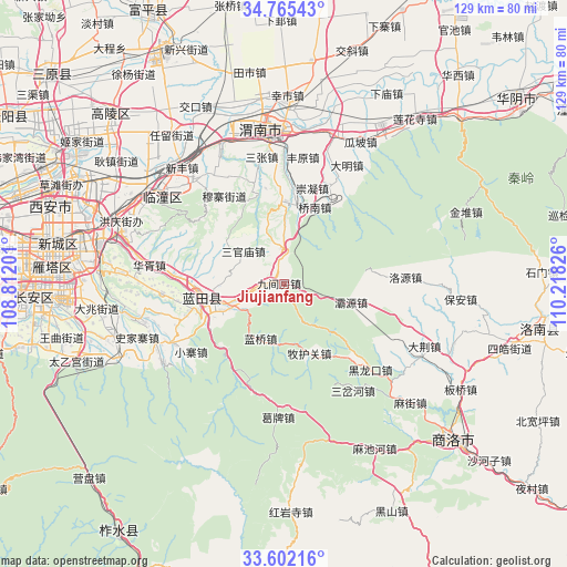 Jiujianfang on map