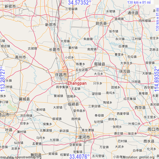 Zhangpan on map