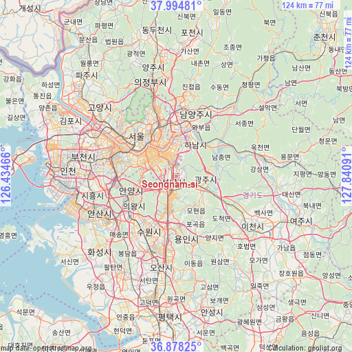 Seongnam-si on map