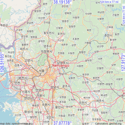 Namyangju on map
