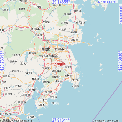 Hengjie on map