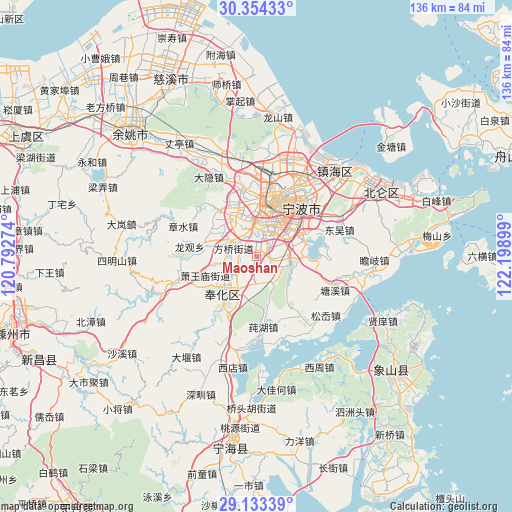 Maoshan on map