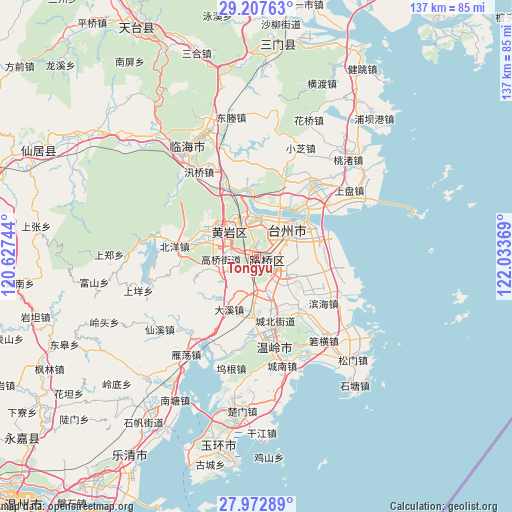 Tongyu on map