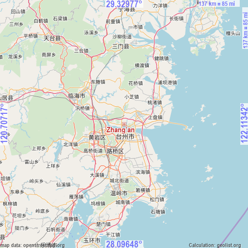 Zhang’an on map