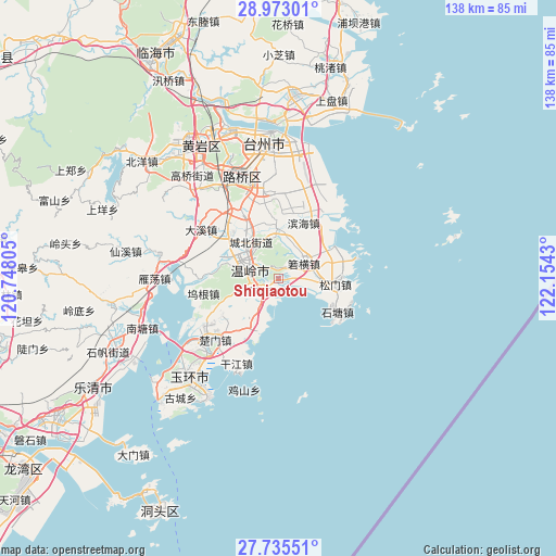 Shiqiaotou on map