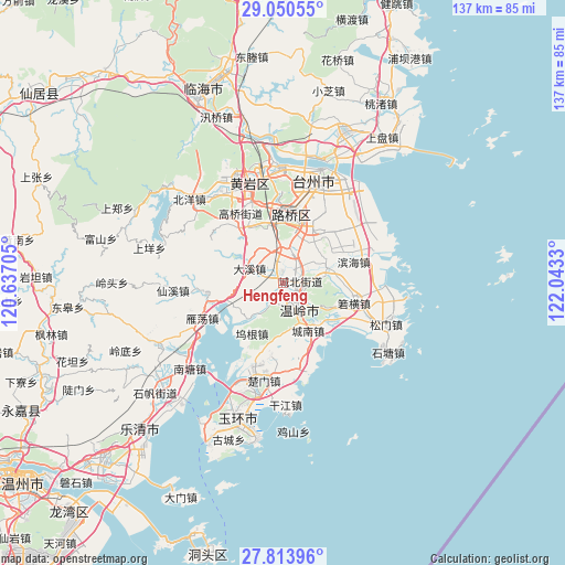 Hengfeng on map