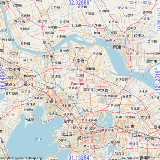 Gushan on map