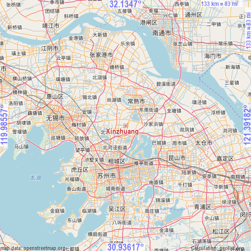 Xinzhuang on map