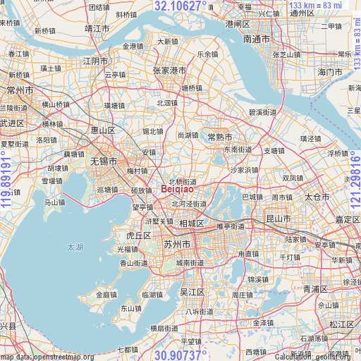 Beiqiao on map