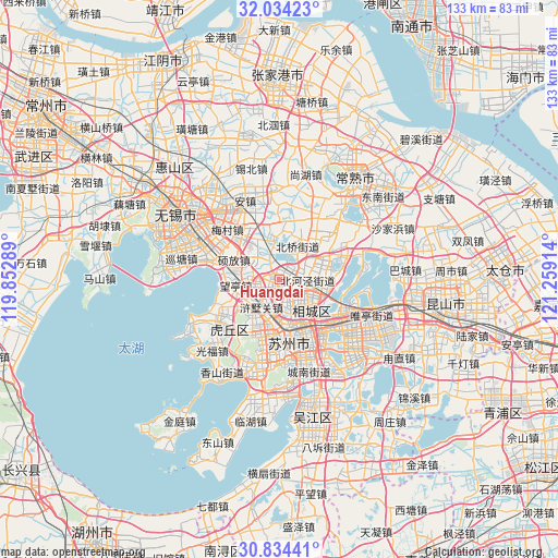 Huangdai on map