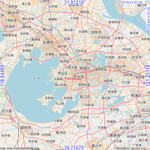 Fengqiao on map