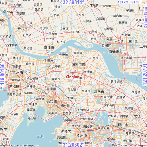 Xinqiao on map