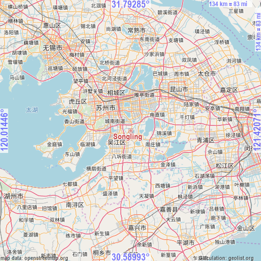 Songling on map
